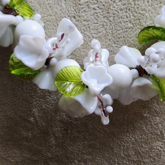 Vintage venetian floral lampwork glass  necklace - Picture 4 of 5